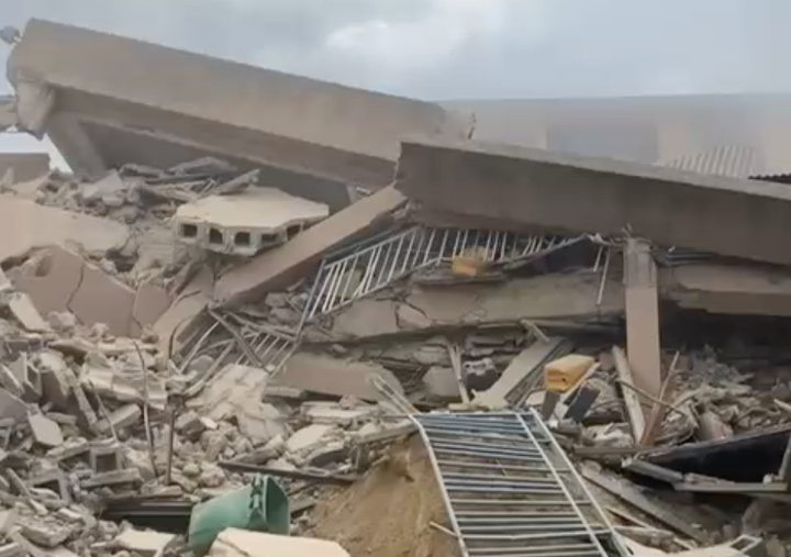 JUST IN: Students escape death as four-storey school building collapses in Lagos