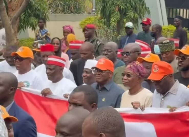 BREAKING: ADC leaders, members protest in Abuja over alleged INEC partisanship