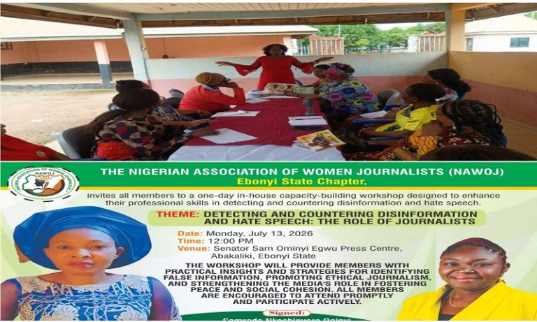 EBONYI NAWOJ EQUIPS FEMALE JOURNALISTS WITH FACT-CHECKING AND ETHICAL REPORTING SKILLS